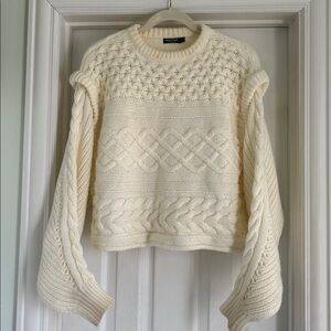 Nasty Gal Cream Cable Knit Sweater